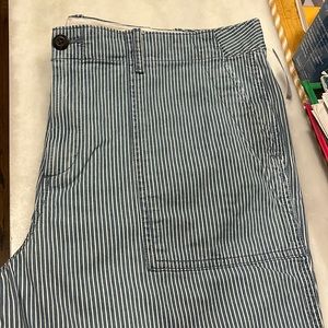 Gap crop pants size 16, thin blue/white stripes